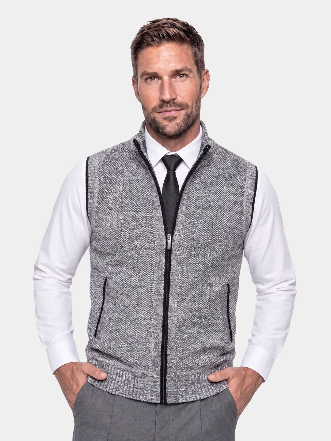 Elegant Full-Zip Sweater Vest -