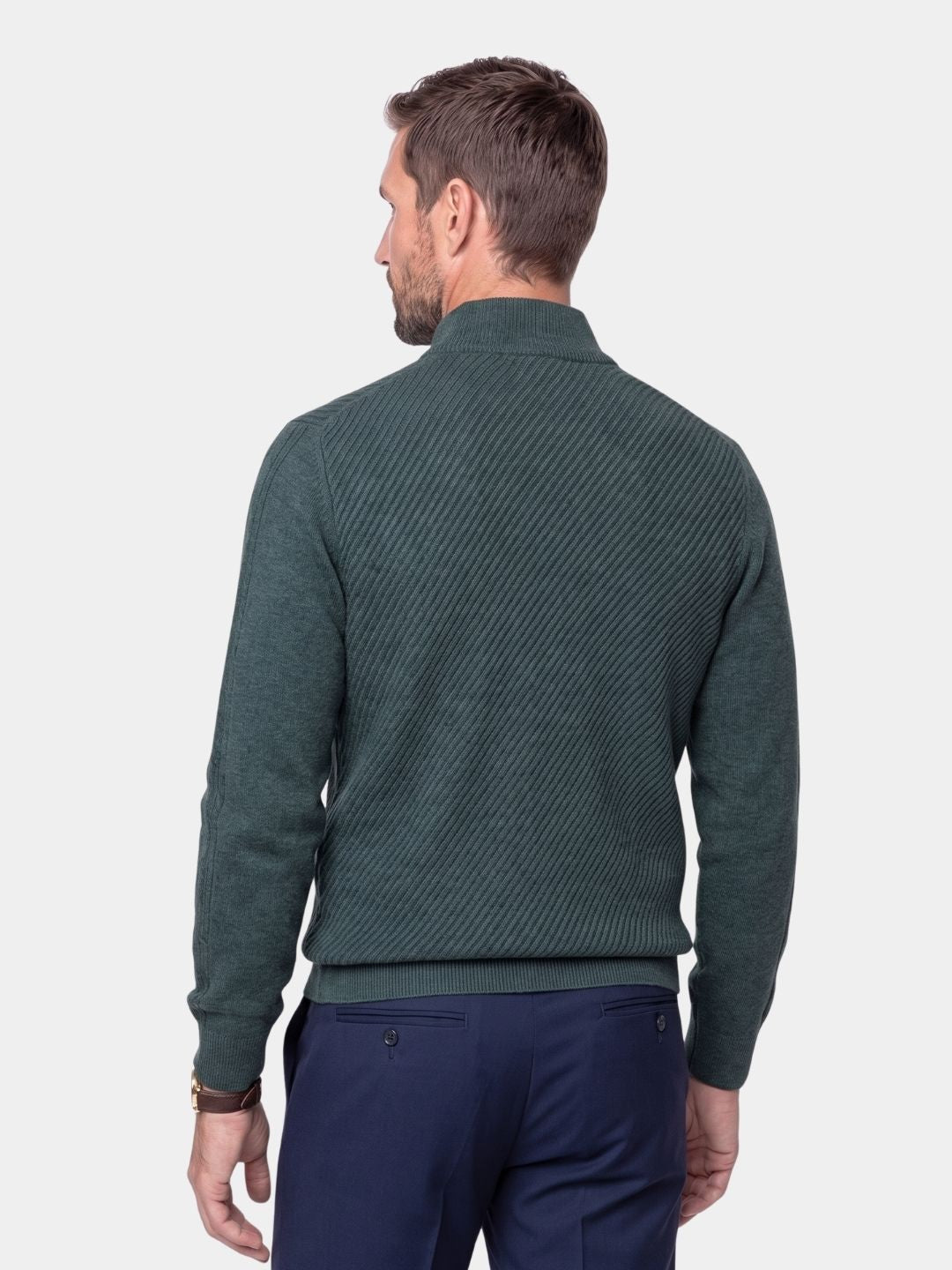 Stripe Quarter Zip Wool Sweater -Nikiam
