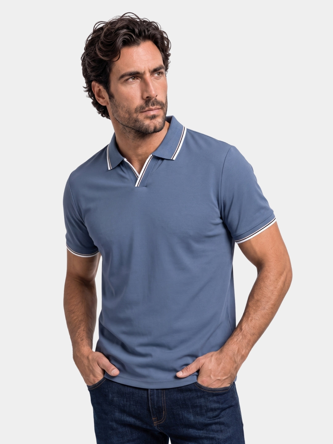 Timeless Black V-Neck Polo - Cross & Crown
