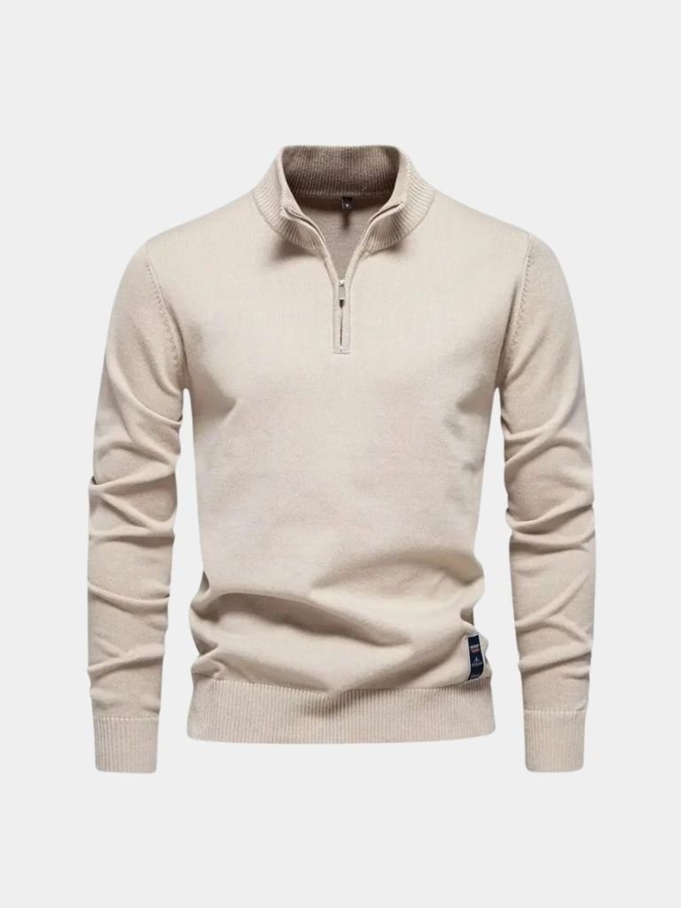 Half Zip Knitwear Solid Color Cardigan Sweater -