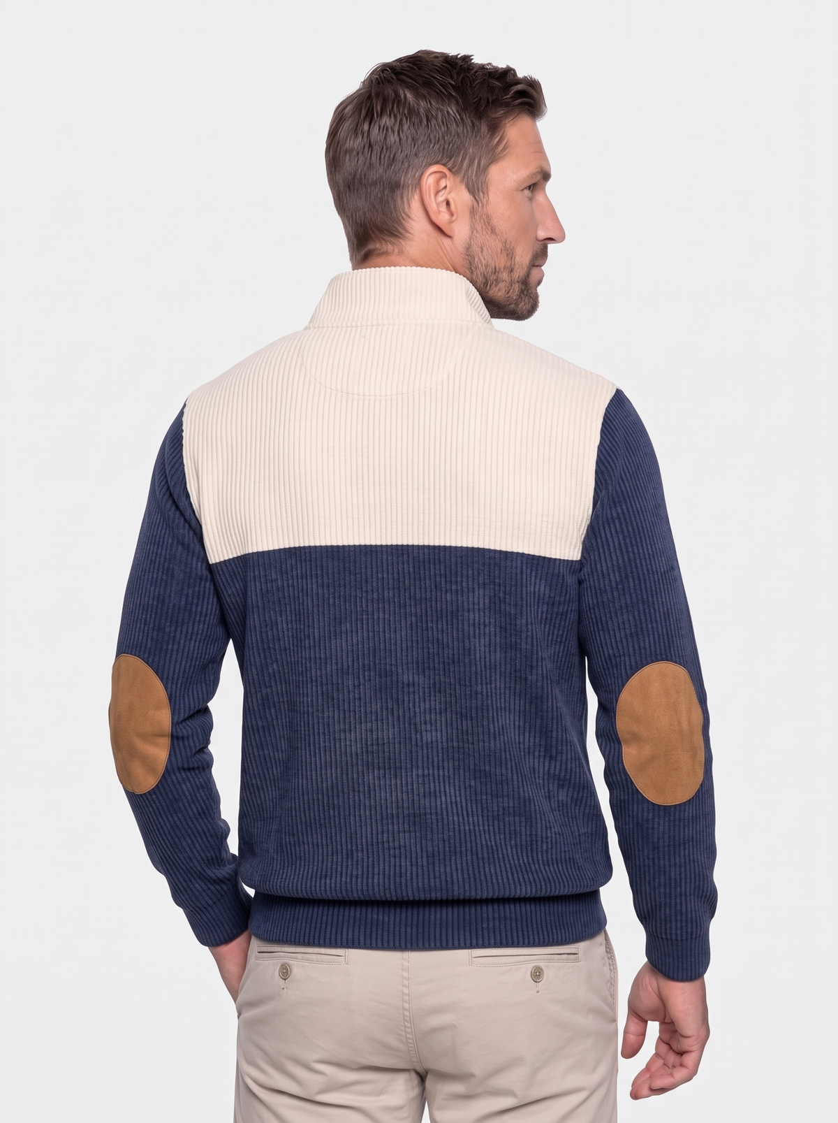 High Collar Corduroy Retro Pullover