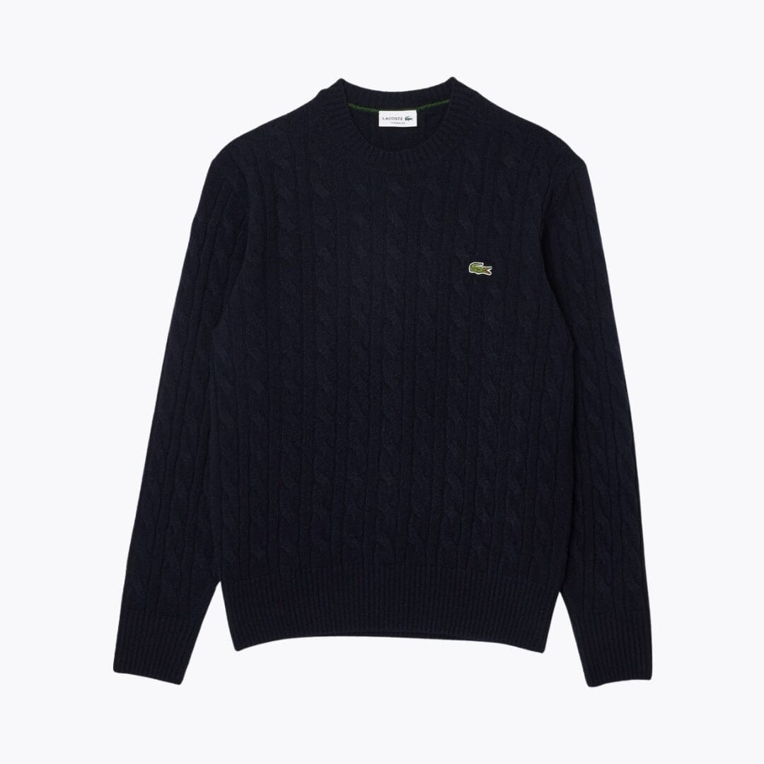 LC Cable Knit Carded Wool Crew Neck Sweater Nikiam