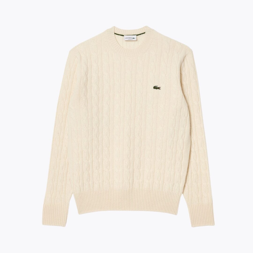 LC Cable Knit Carded Wool Crew Neck Sweater Nikiam