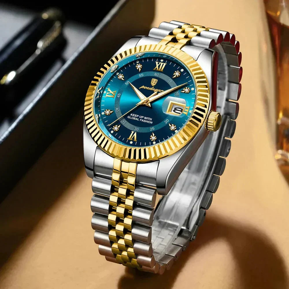 POEDAGAR GoldenStar - 40mm Watch | Water Resistant | Stainless Steel Nikiam