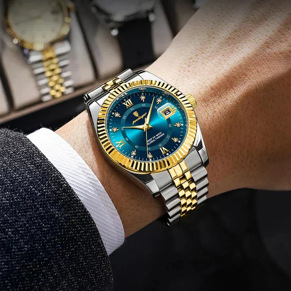 POEDAGAR GoldenStar - 40mm Watch | Water Resistant | Stainless Steel Nikiam