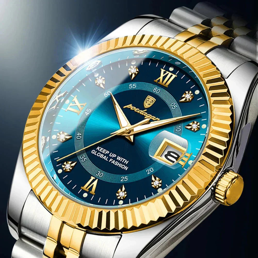 POEDAGAR GoldenStar - 40mm Watch | Water Resistant | Stainless Steel Nikiam
