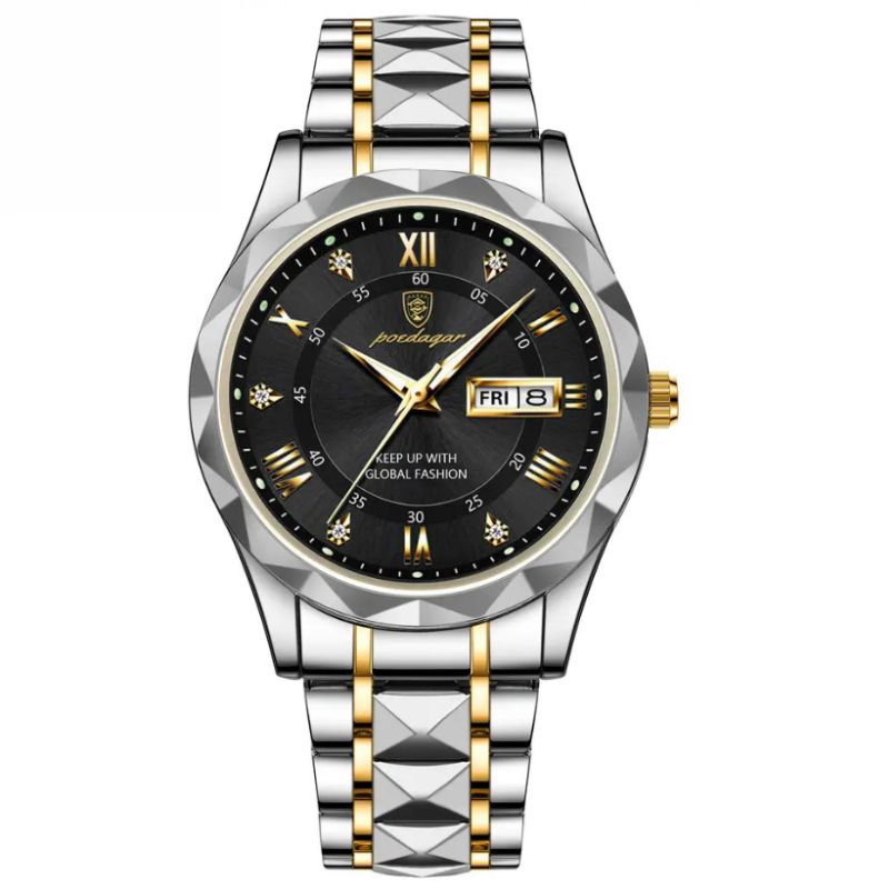 POEDAGAR Luminous Steel 40mm Watch - Water Resistant | Transferred steel Nikiam