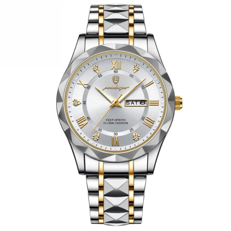 POEDAGAR Luminous Steel 40mm Watch - Water Resistant | Transferred steel Nikiam