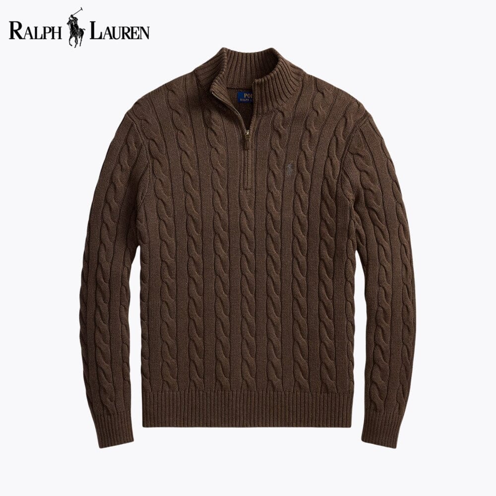 RL Chunky Cable-Knit Cotton Quarter-Zip Sweater Nikiam