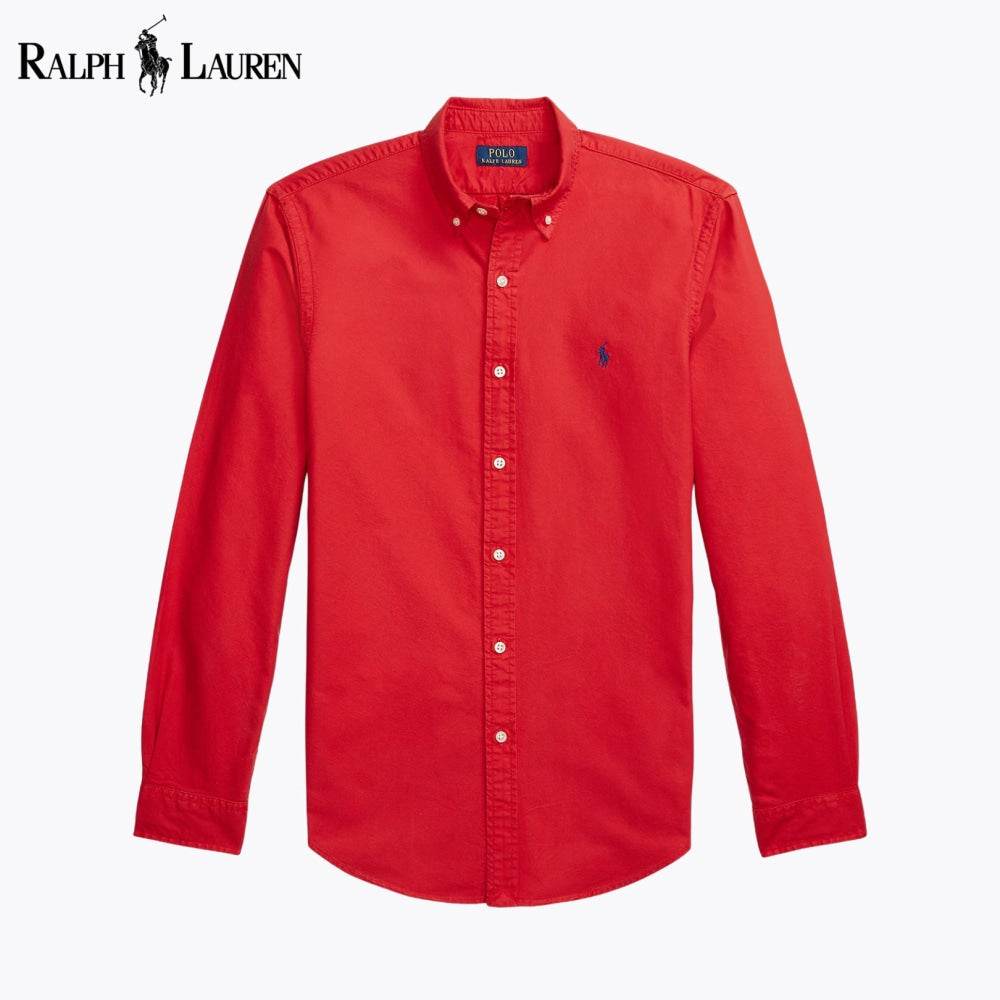 RL Slim Fit Garment-Dyed Oxford Shirt Nikiam