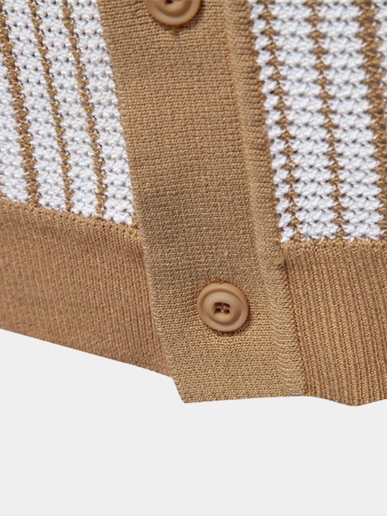 Striped Knit Polo Shirt - Cross & Crown